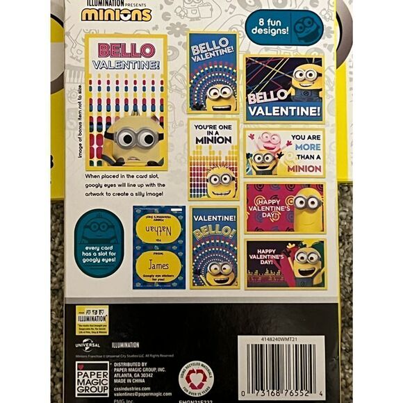 Illumination Minions Googly Eye Sticker Valentines with Treat Bags - Picture 5 of 10